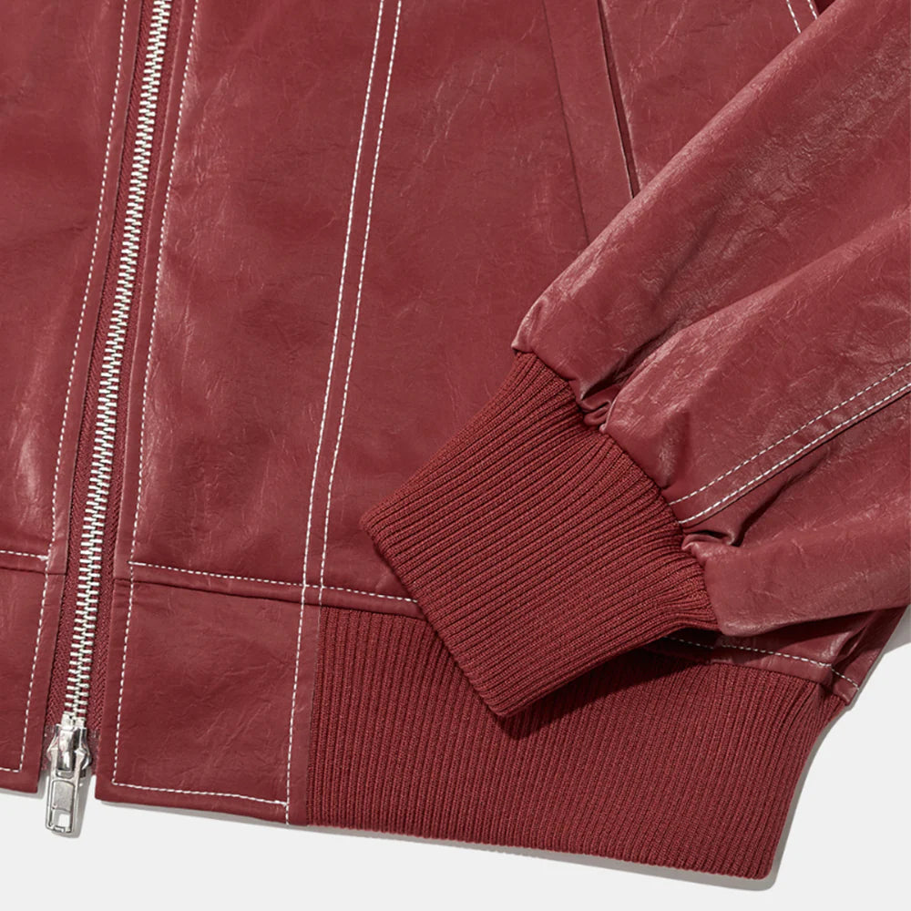 Rode Oversized Jack met Contraststiksels