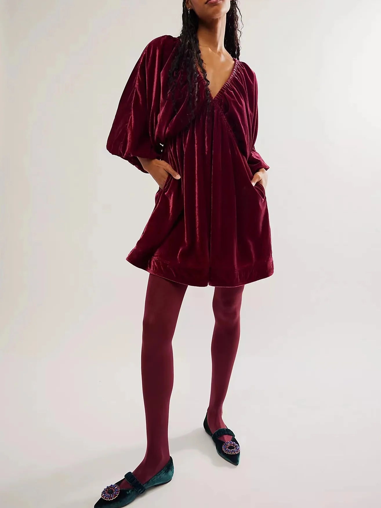 Portia Fluwelen Mini Jurk
