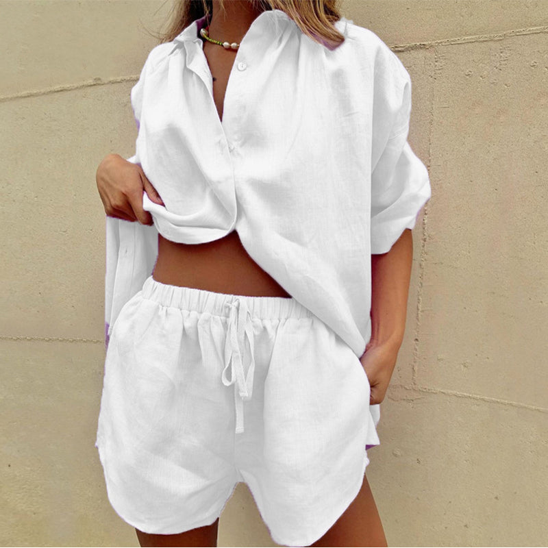 Tweedelige Zomerset : Los Shirt met Korte Mouwen en Korte Broek