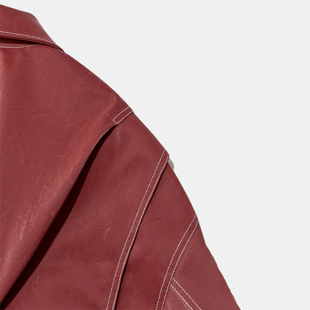 Rode Oversized Jack met Contraststiksels