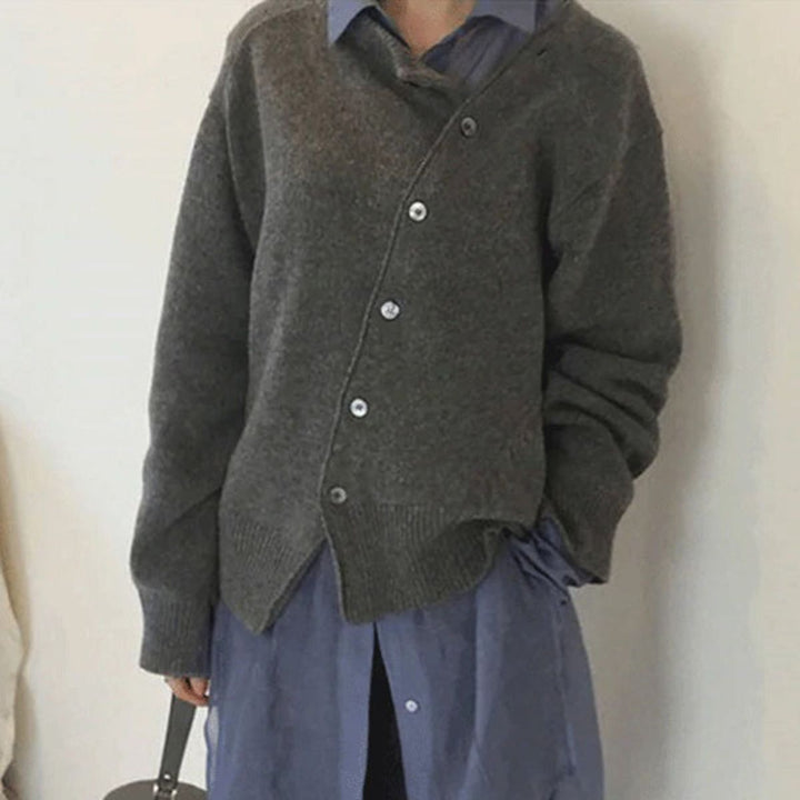 Elizabeth – Kasjmier Cardigan met Asymmetrische Sluiting