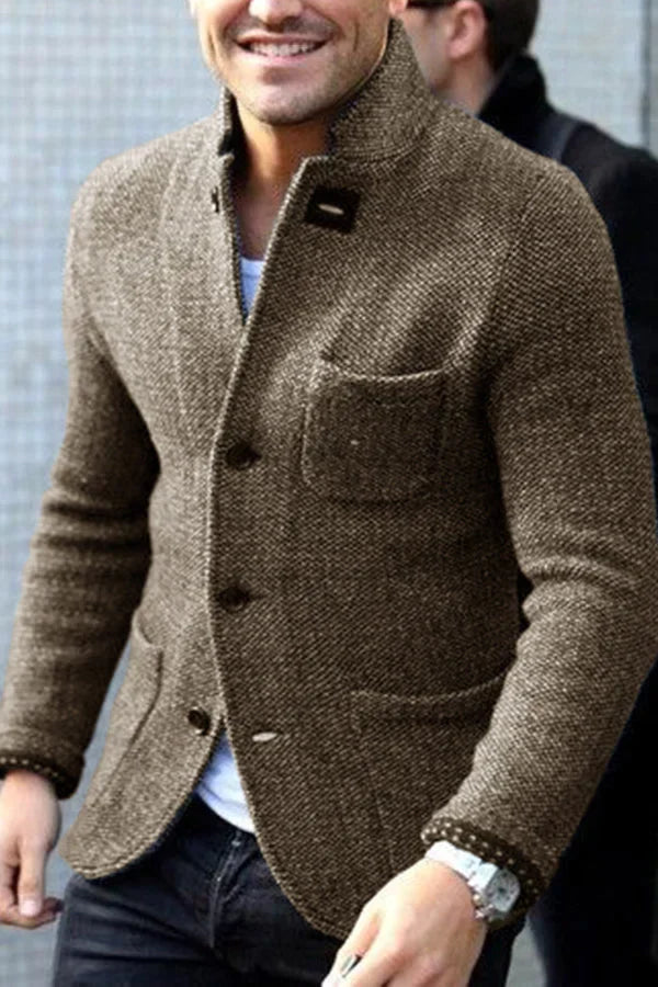 Trevor – Gebreid Colbert met Knoopsluiting voor Mannen