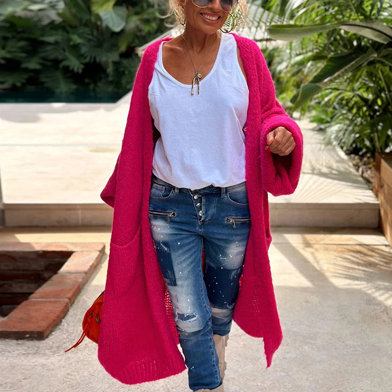 Lieve LOVE & PEACE Letter Print Lange Trui Cardigan