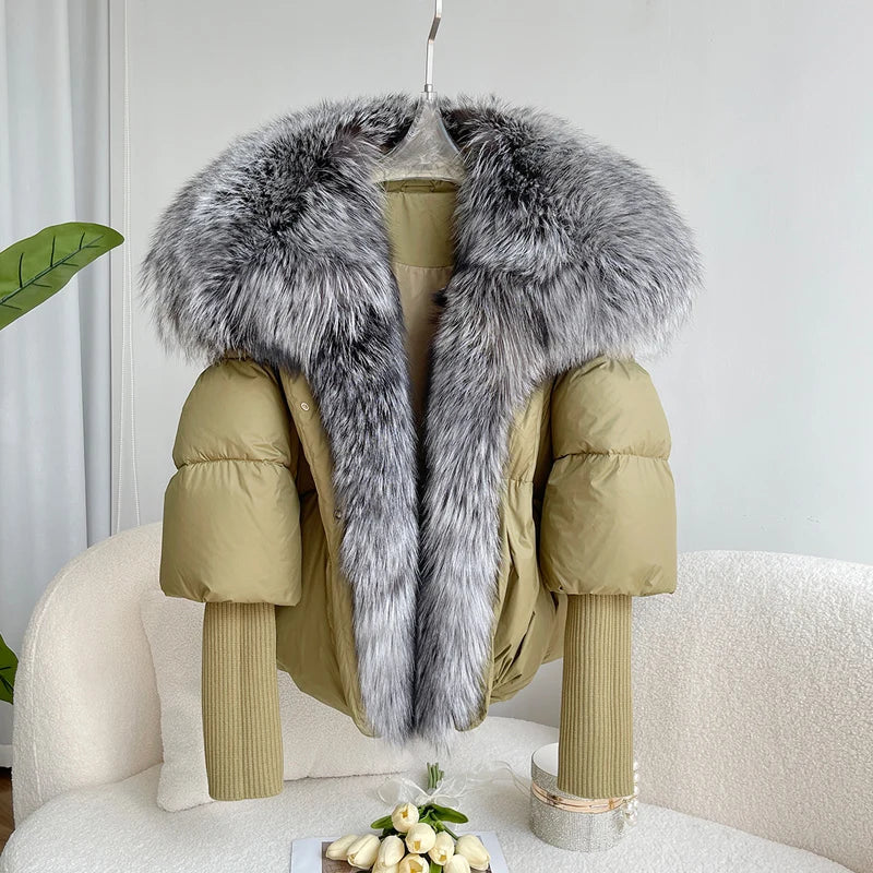 Susan – Entendaunen-Winterjacke met Veren Kraag voor Vrouwen