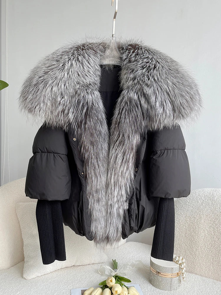 Susan – Entendaunen-Winterjacke met Veren Kraag voor Vrouwen