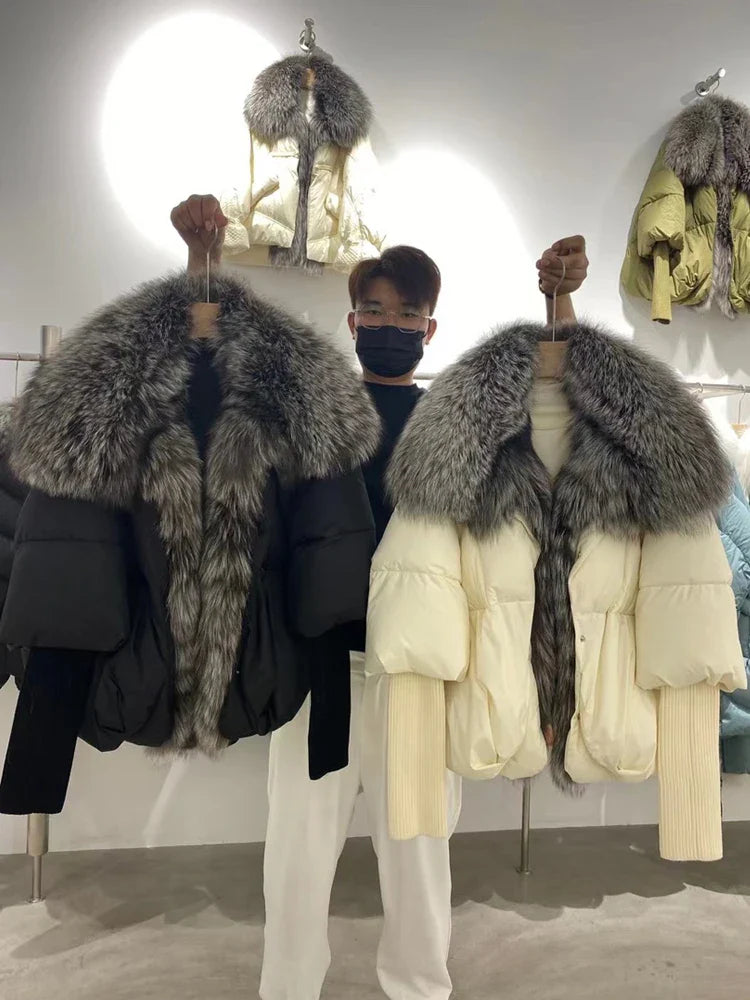 Susan – Entendaunen-Winterjacke met Veren Kraag voor Vrouwen