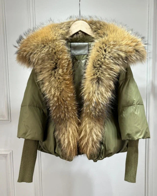 Susan – Entendaunen-Winterjacke met Veren Kraag voor Vrouwen