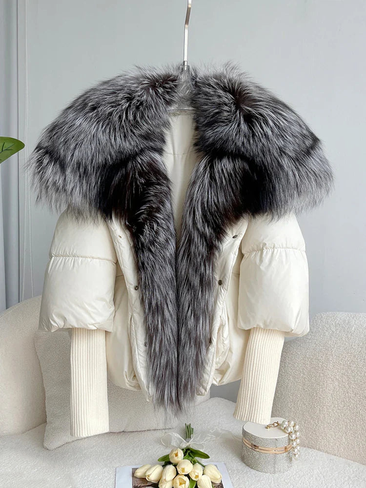 Susan – Entendaunen-Winterjacke met Veren Kraag voor Vrouwen