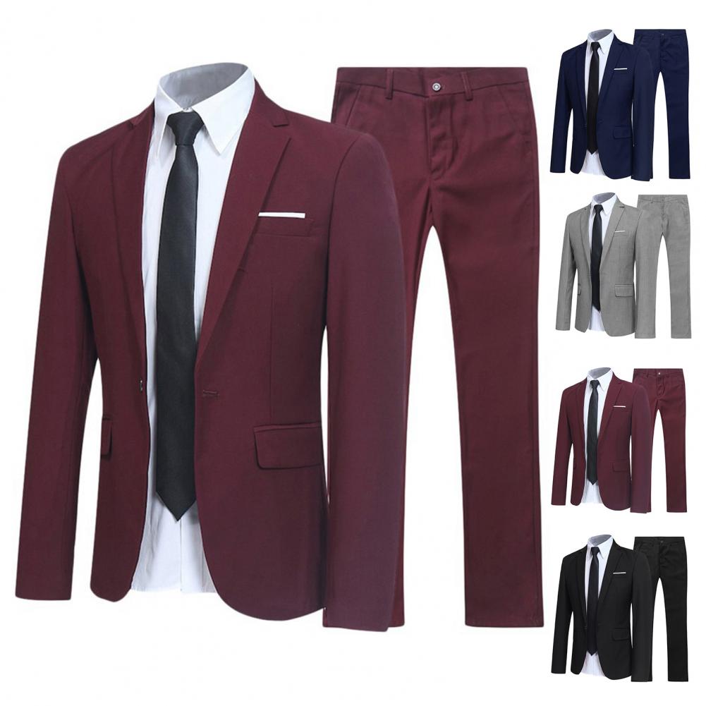 Walter – Losjes Gesneden Pak-Set met Revers-Blazer en Broek voor Mannen