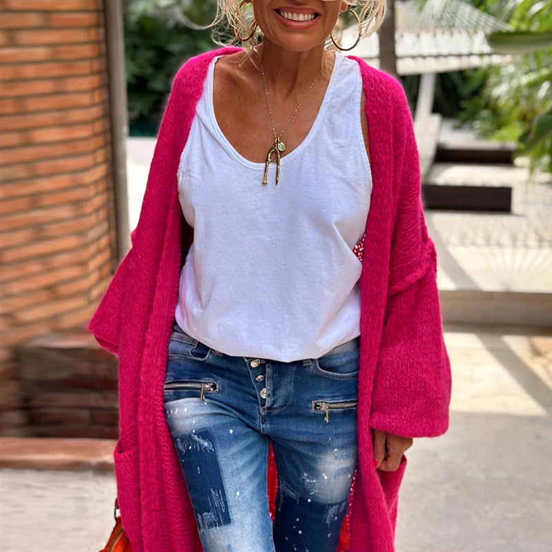 Lieve LOVE & PEACE Letter Print Lange Trui Cardigan