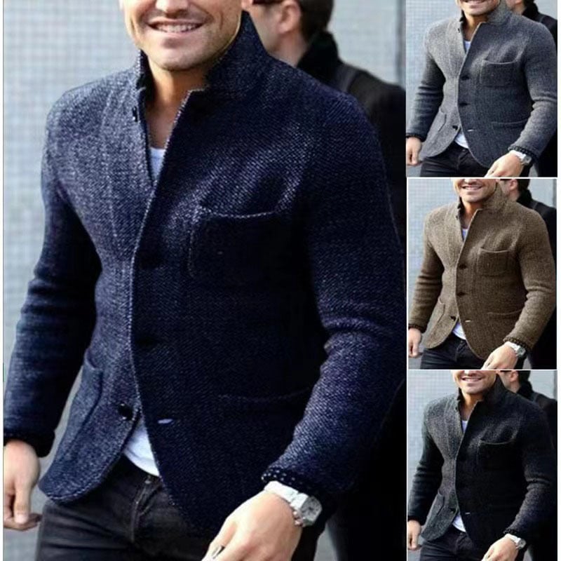 Trevor – Gebreid Colbert met Knoopsluiting voor Mannen