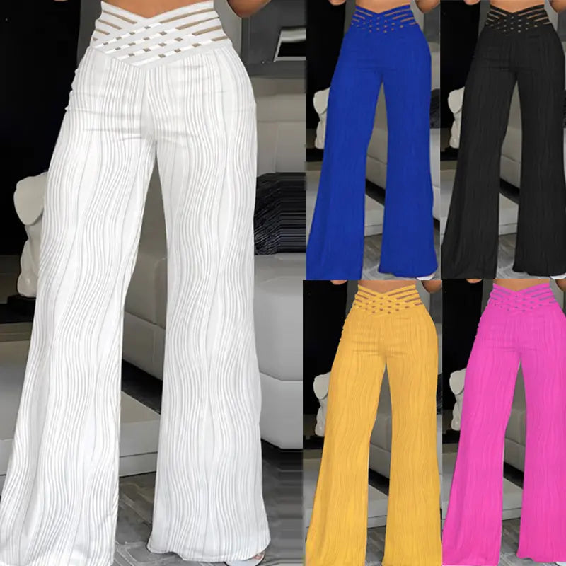 Mynte™ - Hoge Taille en Transparante Mesh Patch Uitlopende Broek