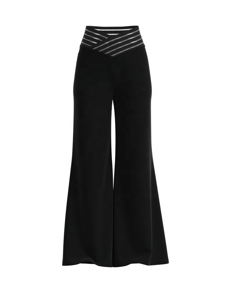 Mynte™ - Hoge Taille en Transparante Mesh Patch Uitlopende Broek