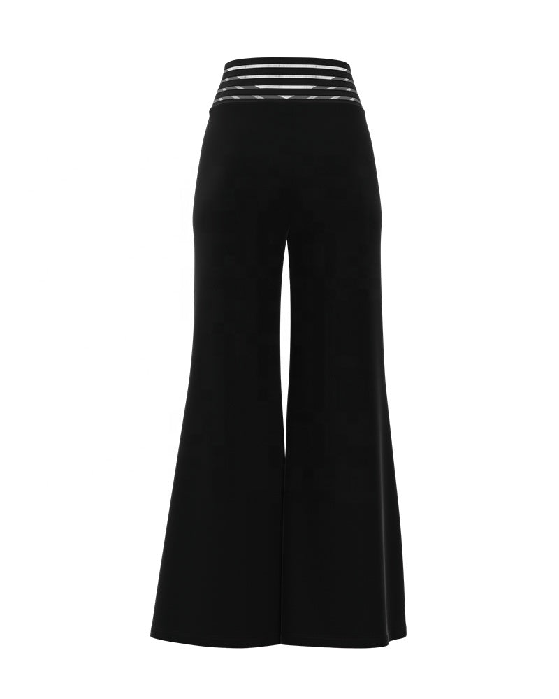 Mynte™ - Hoge Taille en Transparante Mesh Patch Uitlopende Broek