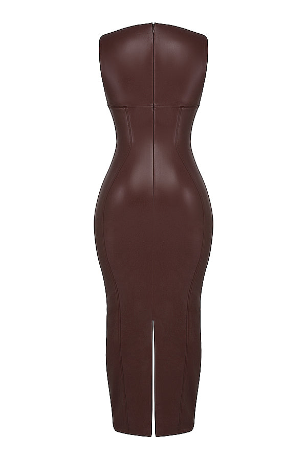 Sophie – Luxueuze Leren Maxi Jurk