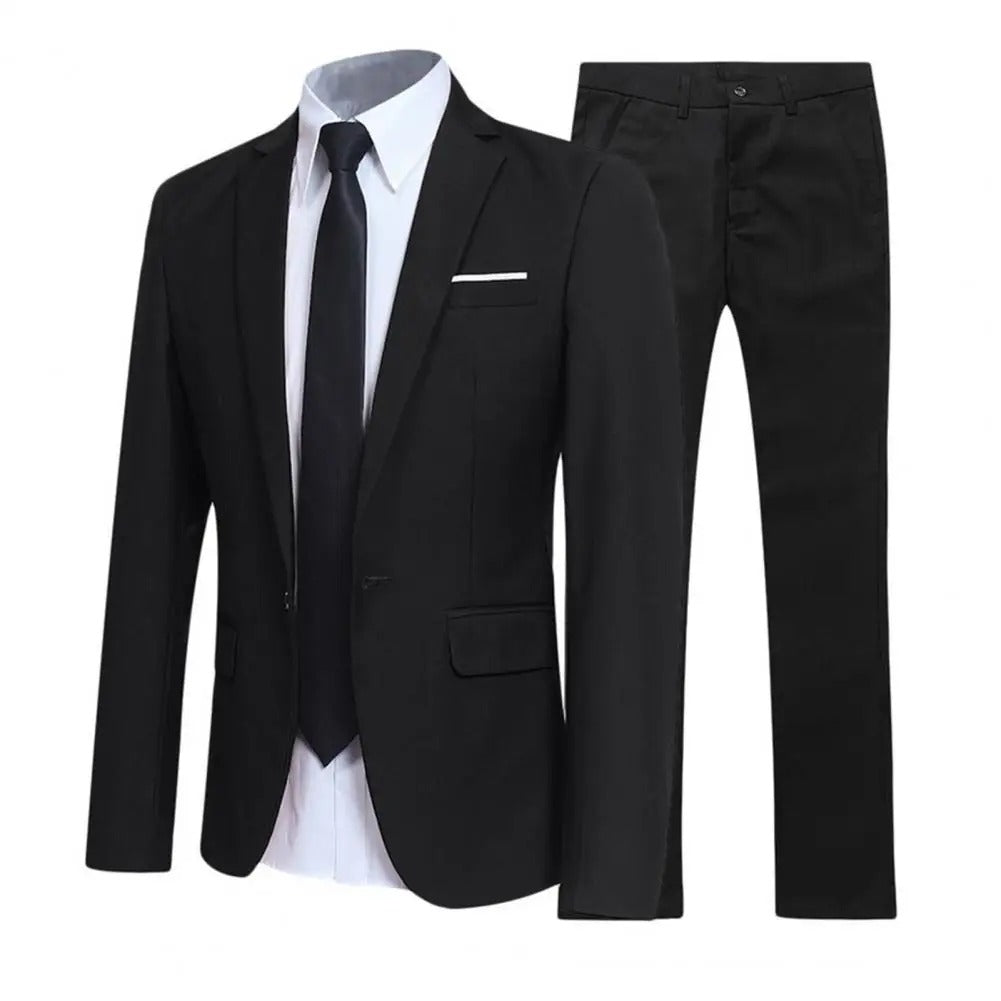 Walter – Losjes Gesneden Pak-Set met Revers-Blazer en Broek voor Mannen
