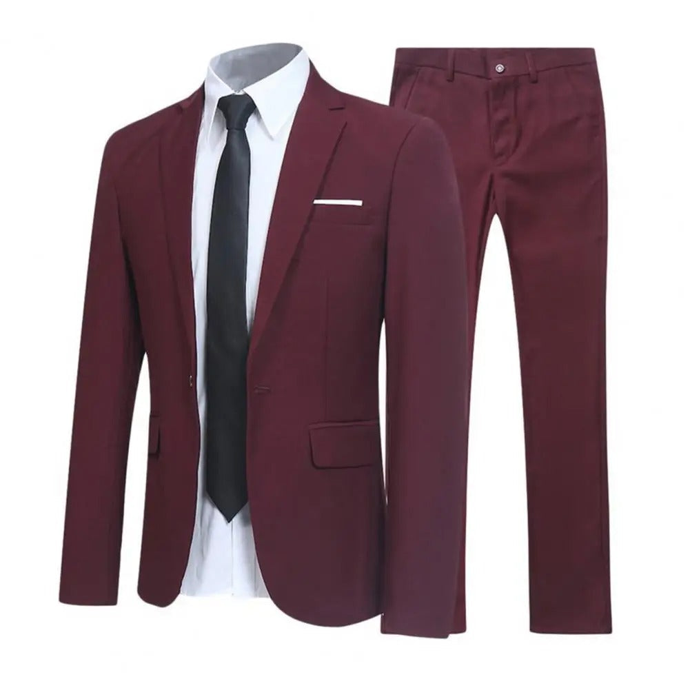 Walter – Losjes Gesneden Pak-Set met Revers-Blazer en Broek voor Mannen