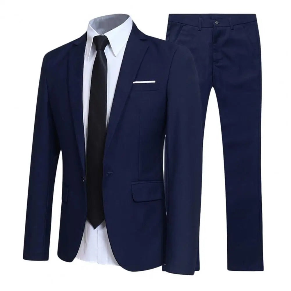 Walter – Losjes Gesneden Pak-Set met Revers-Blazer en Broek voor Mannen