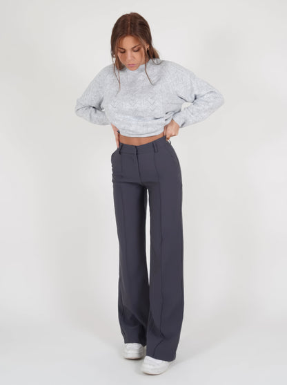 Broek met Hoge Taille en Wijde Pijpen