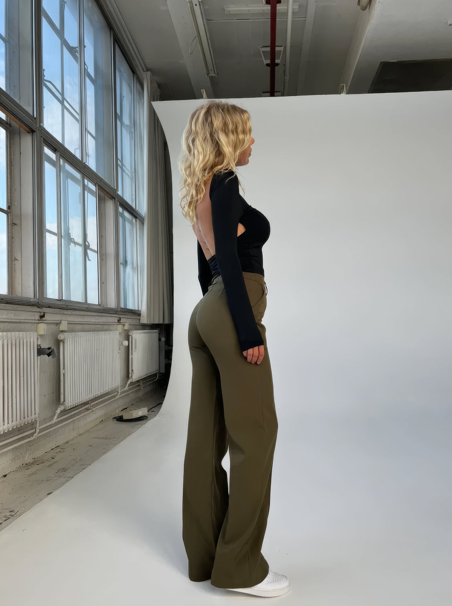 Broek met Hoge Taille en Wijde Pijpen