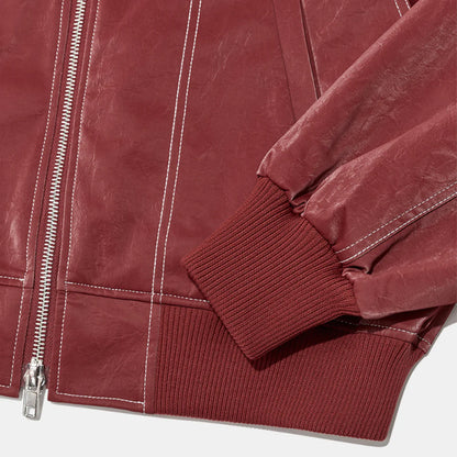 Rode Oversized Jack met Contraststiksels