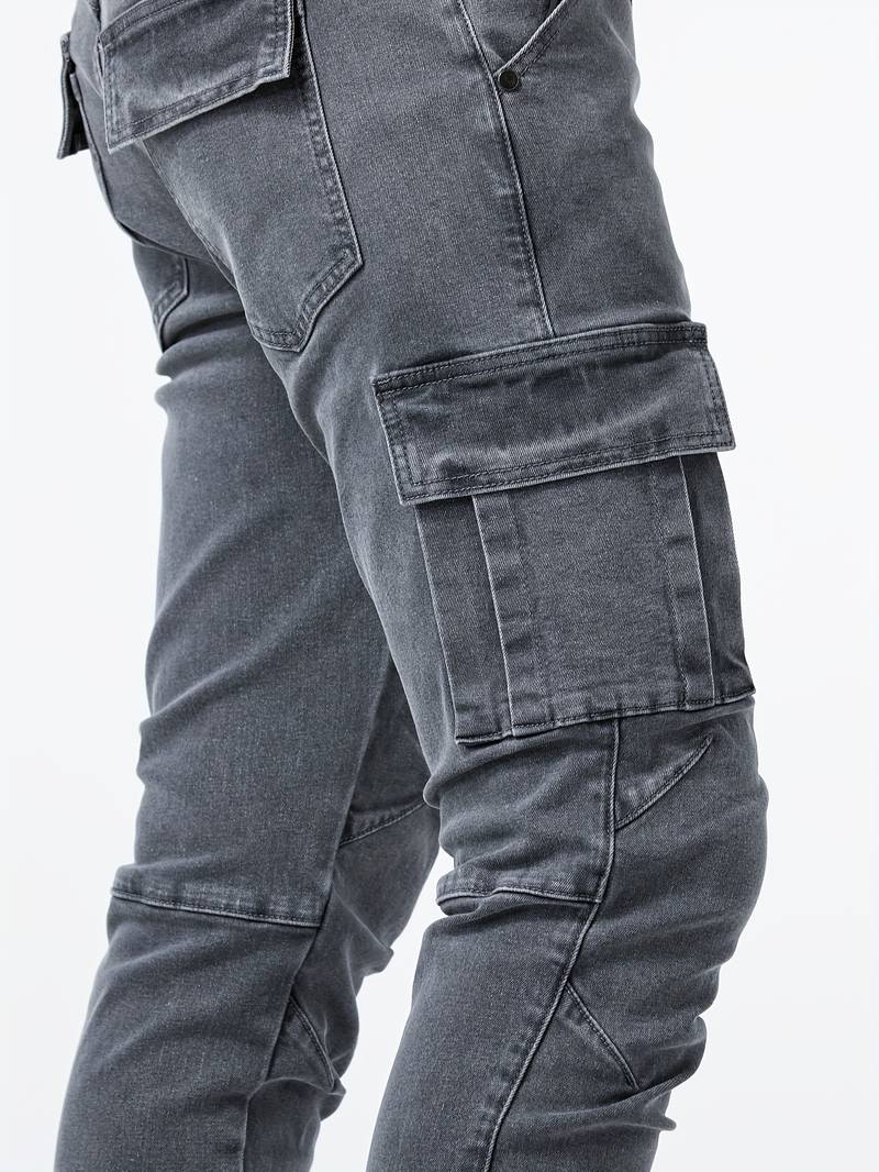 Heren Denim Cargo-Broek met Meerdere Zakken