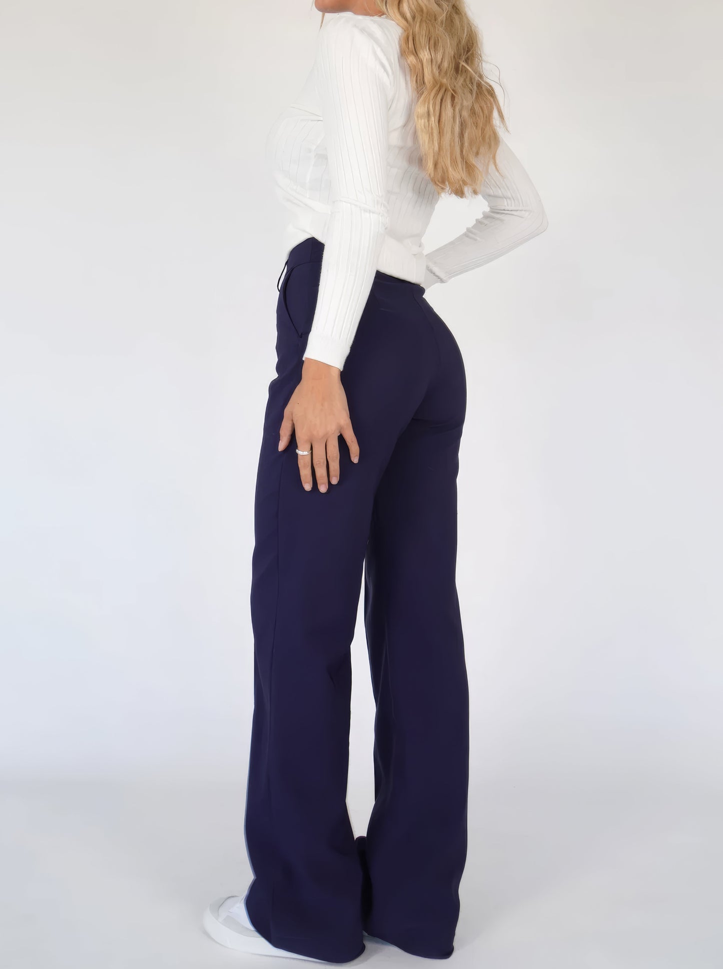 Broek met Hoge Taille en Wijde Pijpen