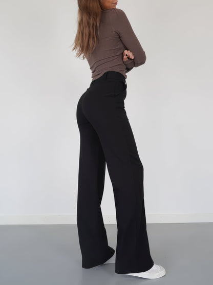 Broek met Hoge Taille en Wijde Pijpen