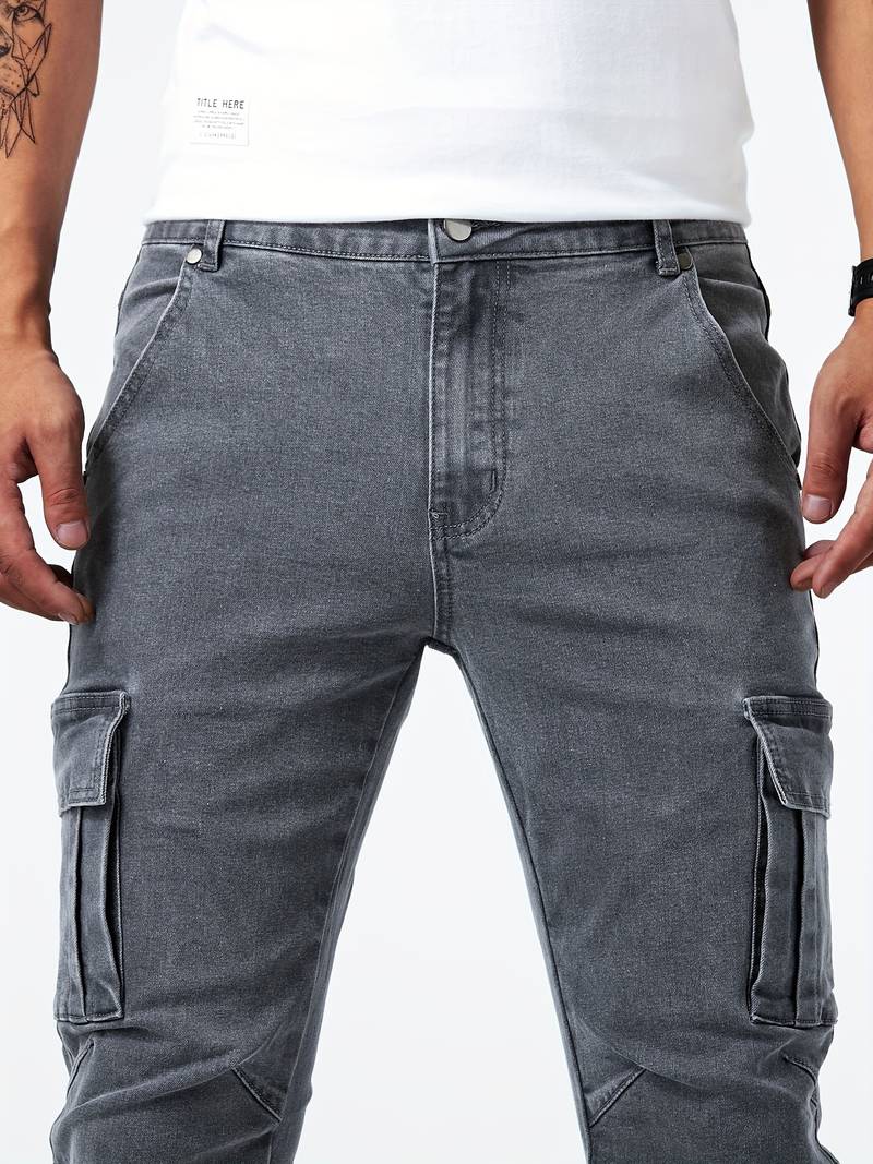 Heren Denim Cargo-Broek met Meerdere Zakken