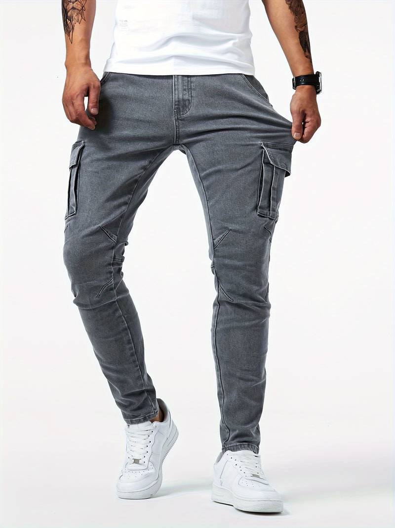 Heren Denim Cargo-Broek met Meerdere Zakken