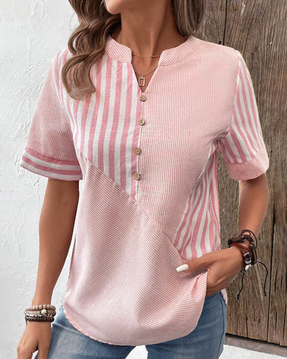 Chic Gestreept Katoenen Blouse