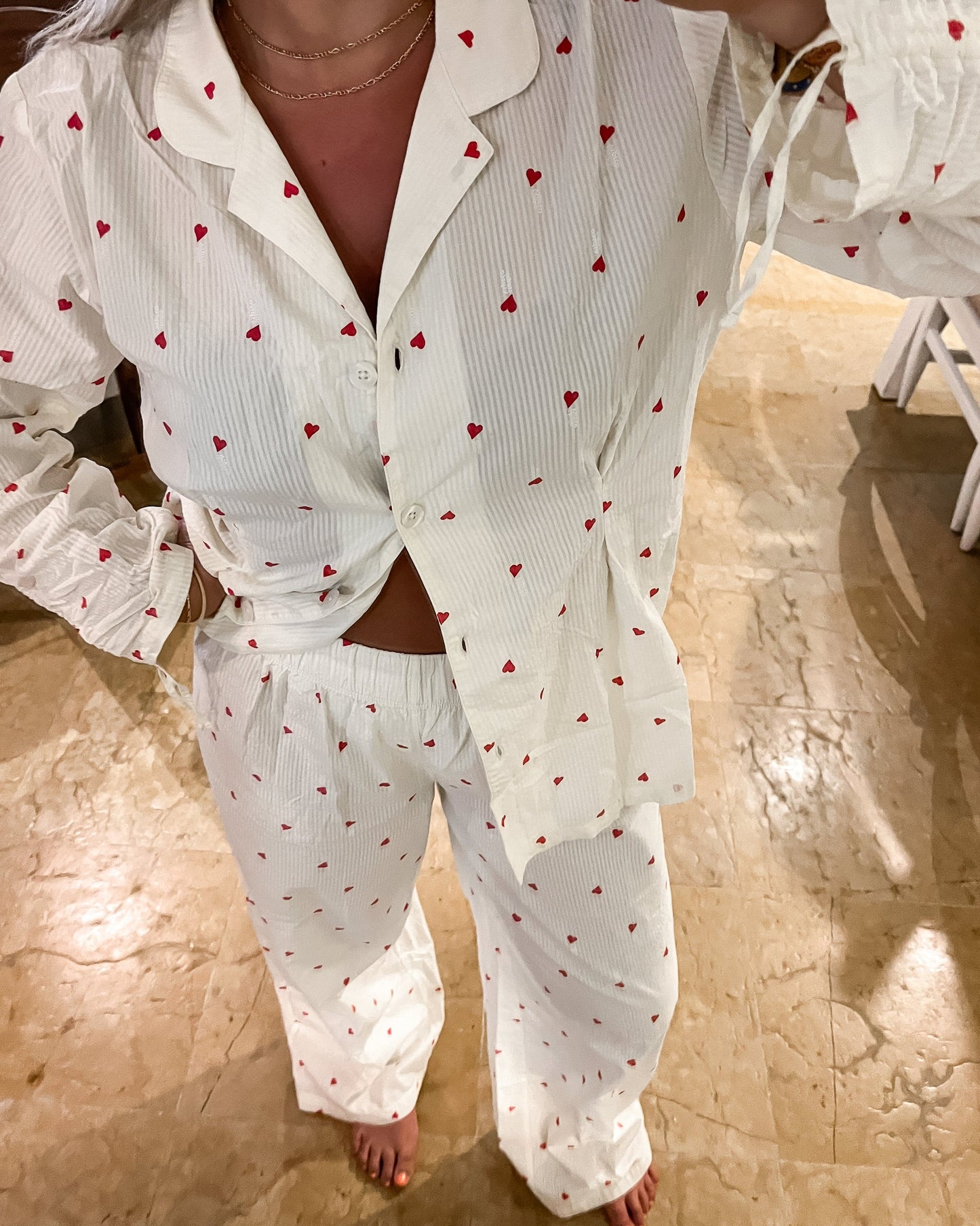 Losse pyjama met hartjes