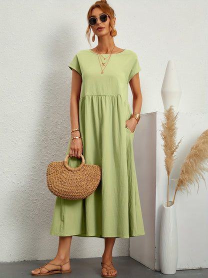 Mathilde™ - Elegante Taillezak en Ronde Hals Midi Jurk