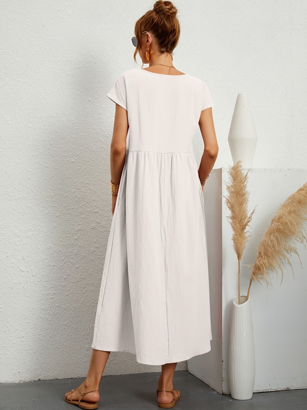 Mathilde™ - Elegante Taillezak en Ronde Hals Midi Jurk