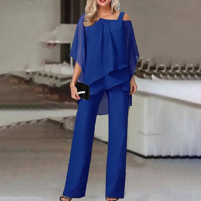 Jette™ - Tweedelige Set: Off-the-Shoulder Blouse en Hoog Getailleerde Broek