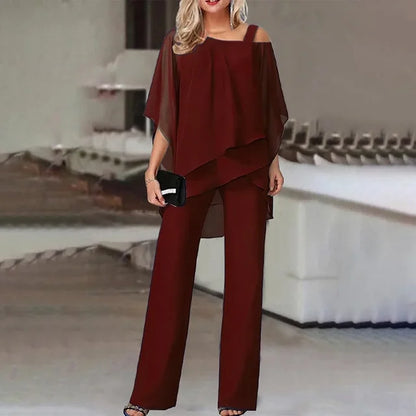 Jette™ - Tweedelige Set: Off-the-Shoulder Blouse en Hoog Getailleerde Broek