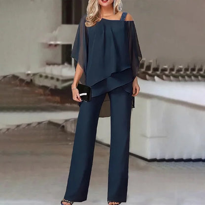 Jette™ - Tweedelige Set: Off-the-Shoulder Blouse en Hoog Getailleerde Broek