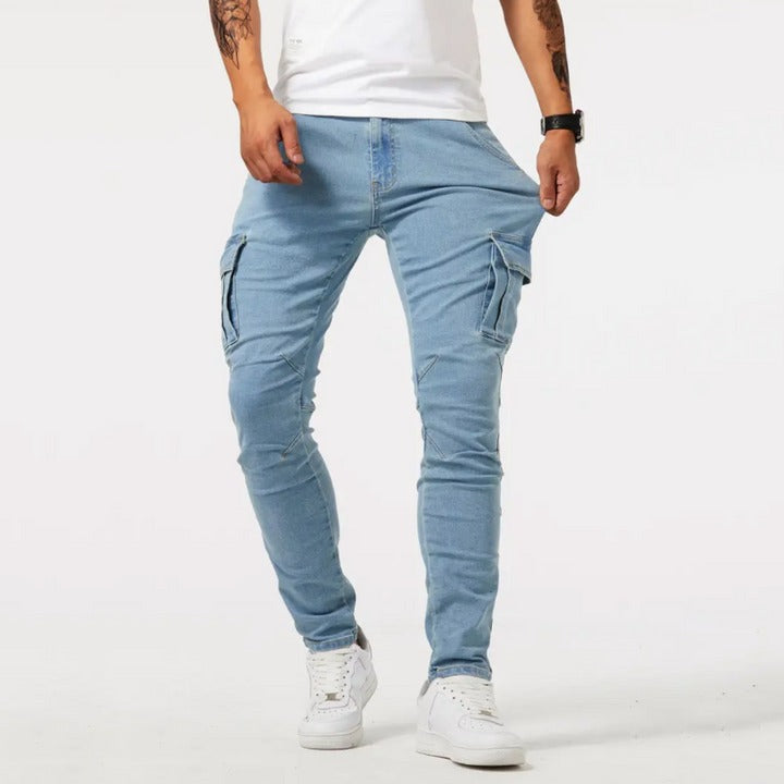 Herenbroek met Multi Zakken Denim Cargo