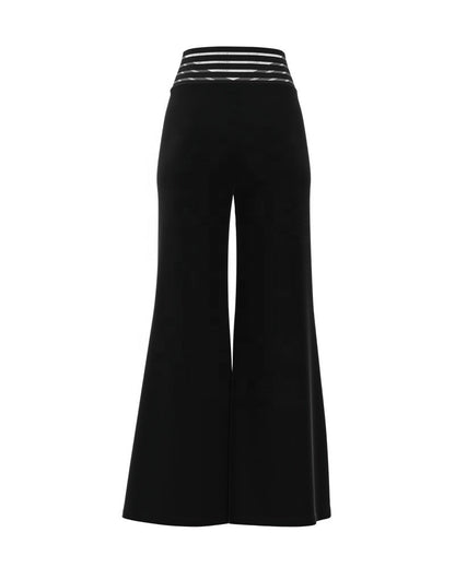 Mynte™ - Hoge Taille en Transparante Mesh Patch Uitlopende Broek