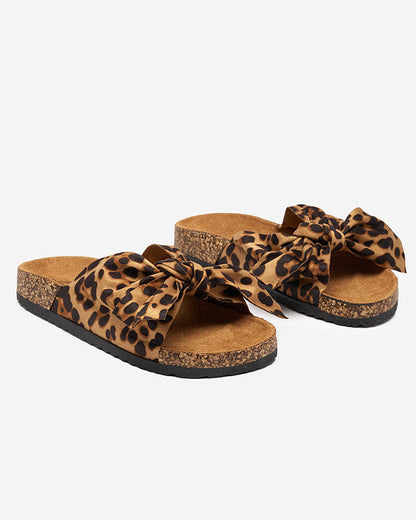 Platte Sandalen met Luipaardprint en Strik